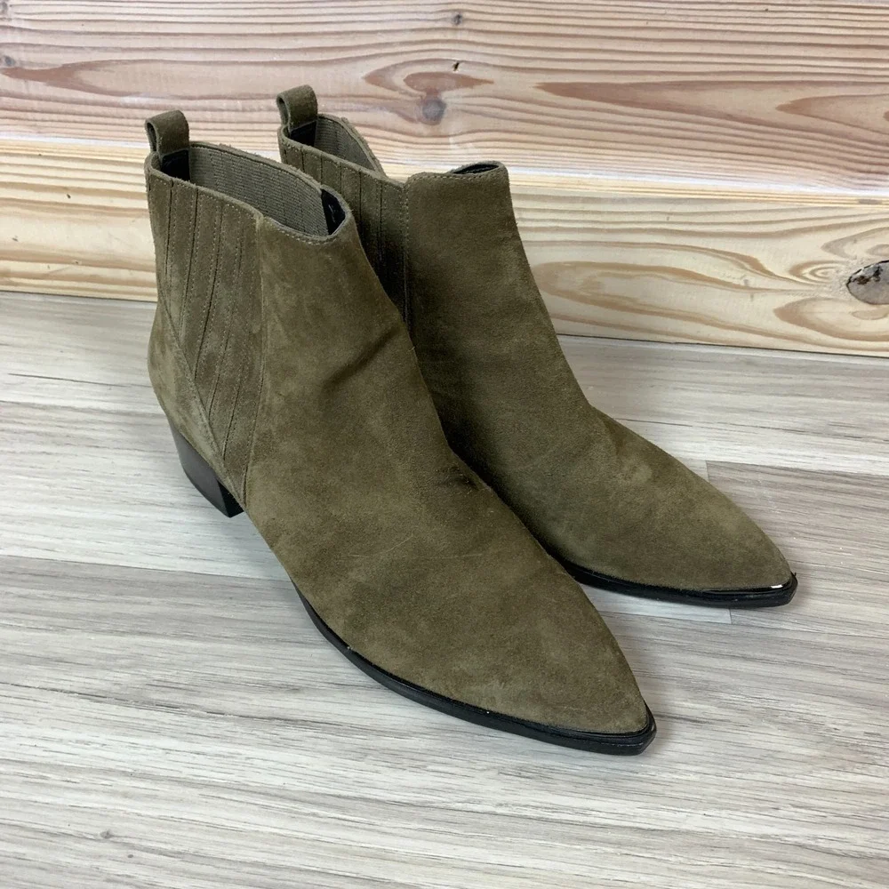 Mark Fisher Boots Womens 7.5 M Ankle Green Suede‎ Pointed Toe Chukka Bootie